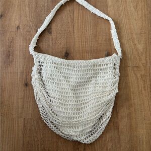 Zara Ivory Crochet Pearl Beaded Handbag